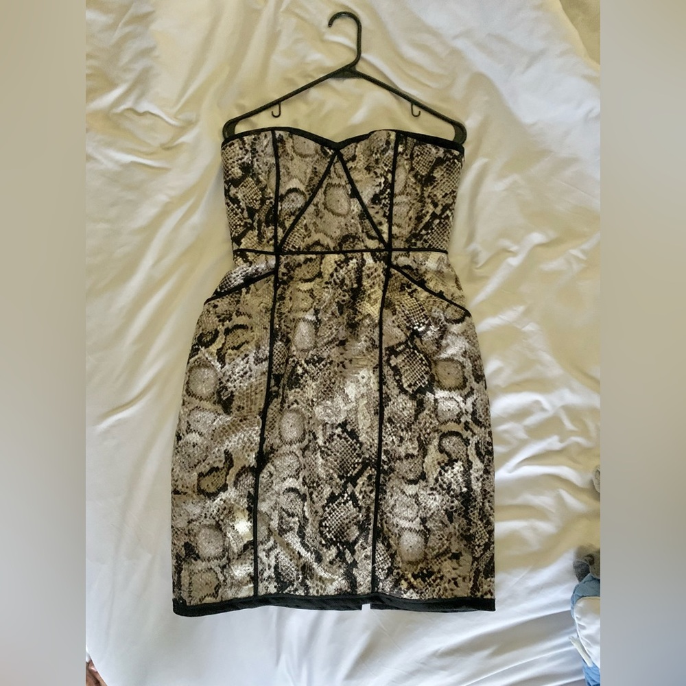 BCBG Max Azria Strapless Animal Print Dress - Size 6